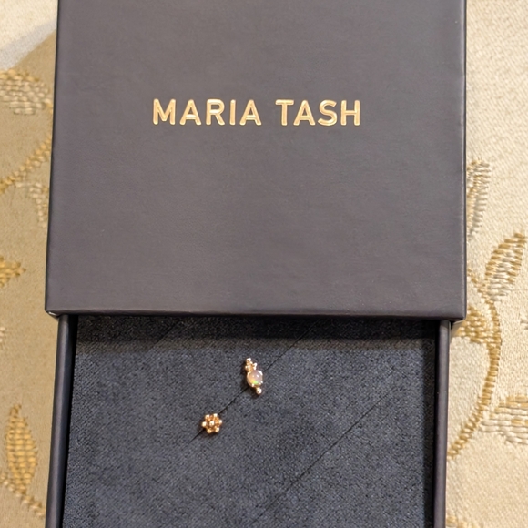❌SOLD ON EBAY❌Maria Tash Opal Four Ball Trinity Threaded Stud Earring Rose Gold - Picture 6 of 9